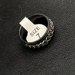 Men's Black and Silver Chain Ring